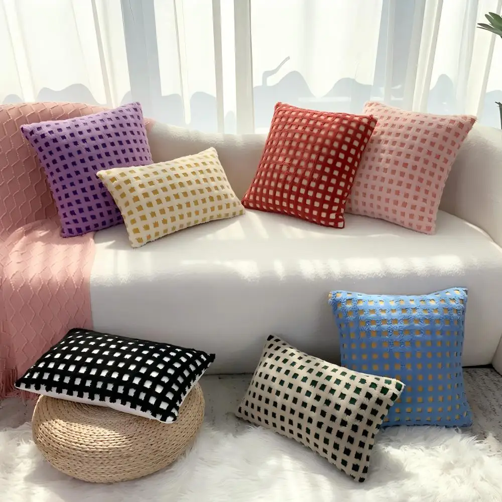 BUYNOW Plüschgitter Niedlicher Kissenbezug Kein Kissenkern für Sofa Kissenbezug Dekoration für Wohnzimmer Dekor