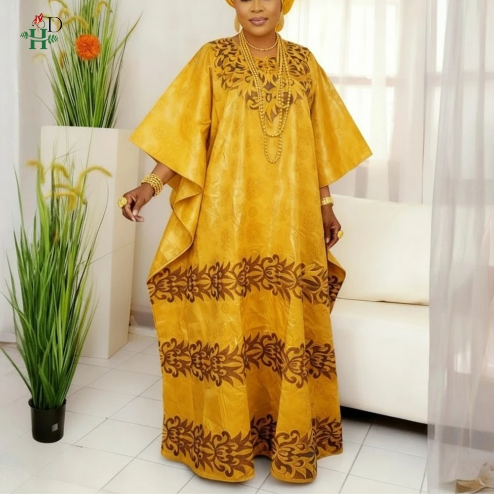

2026 New African dresses for woman Embroidery Bazin Riche Kaftan Dress Wedding Party Djellaba Plus Size Muslim Gown Turkey Dress