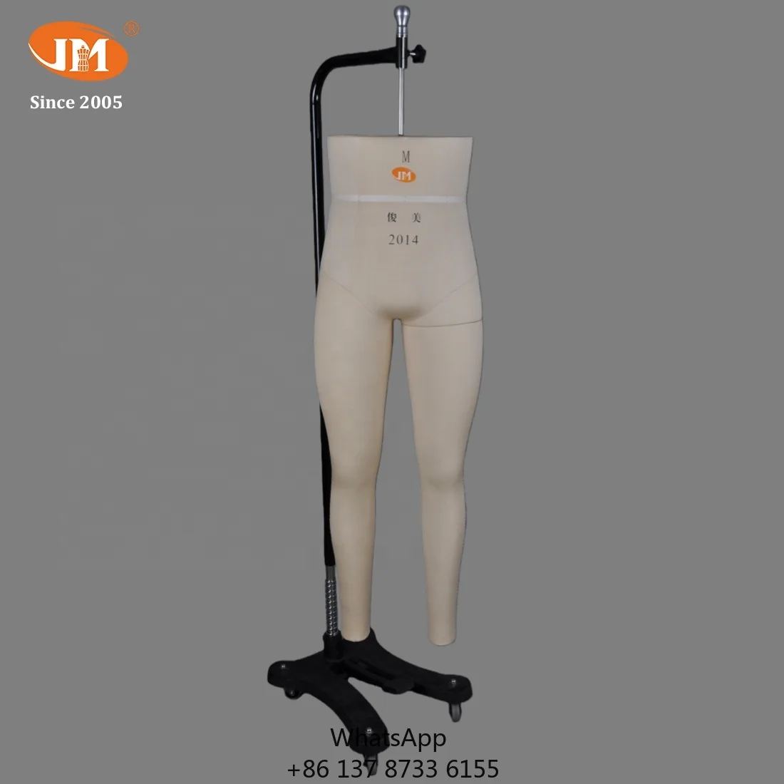 Industrial-Grade Men's Pants Form Fiberglass Core Canvas Covered Half-Body Mannequin Standing Pose For Garment Pattern