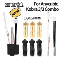 Anycubic Kobra 3 Combo Hotend Kit Nozzle Thermistor Heating 24v 50w Heater Block Silicone Sock Kobra K3 Spare Parts Accesories