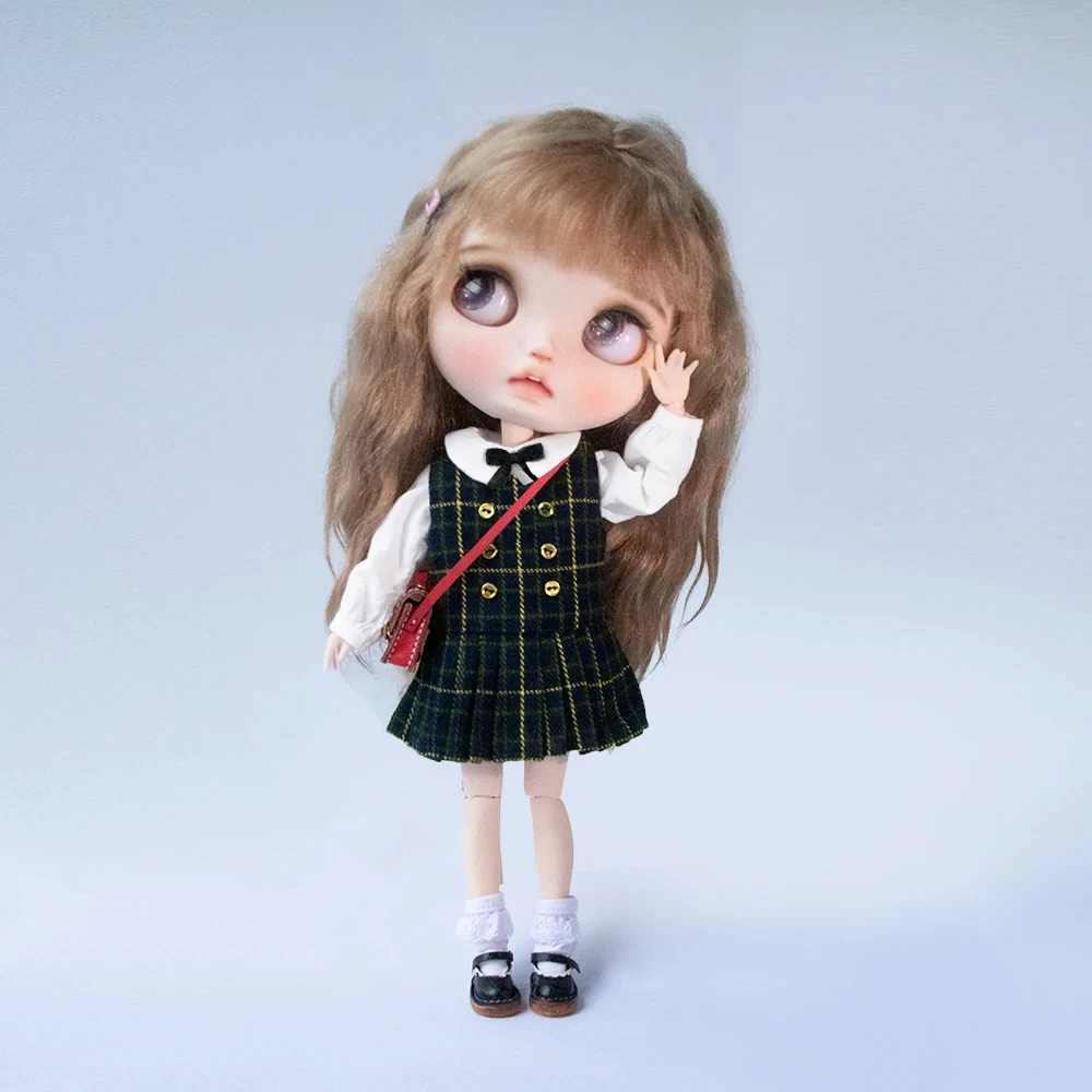 Blyth clothes dress shirt college uniform set Licca Azones Ob22 24 27 doll accessories plaid pleated skirt