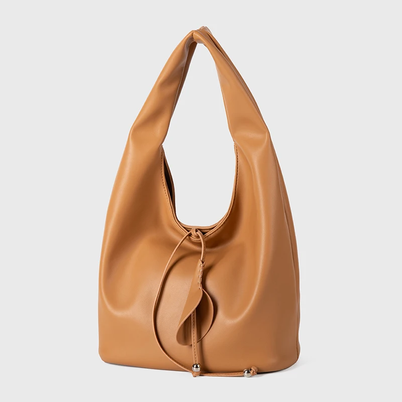 

2025 New Simple Design Shoulder Bags Women Solid Color Soft Leather Underarm Bag Large Capacity Lady Handbags