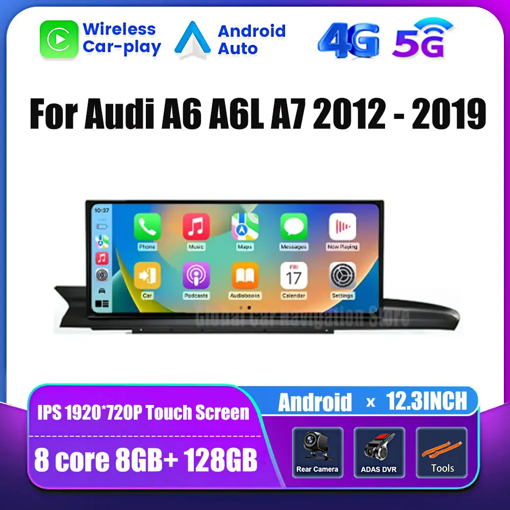 

12.3 Inch Android 13 Touch Screen For Audi A6 A6L A7 2012 - 2019 Car Accessories Carplay Monitor Multimedia Auto Radio Player