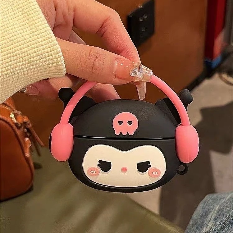 Sanrio Étui pour écouteurs 3D mignon de dessin animé Kuromi Melody pour Airpods 1 2 4 Pro 2 3 Pro2 Pro3, housse de protection pour casque sans fil Bluetooth