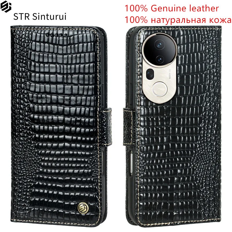 

STR Genuine leather lizard pattern card Slot Wallet Cover For vivo T4 T3 Ultra Pro Lite T4R T4x T3x Flip shockproof phone Case