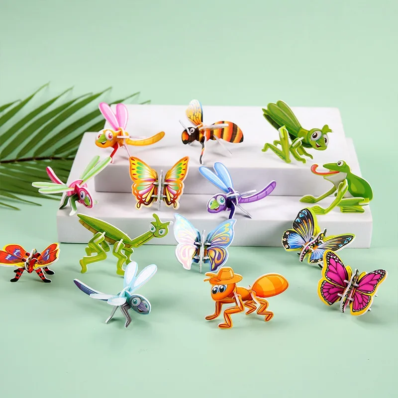 30Pcs Cartoon 3D Animal Insect Theme Paper Jigsaw Puzzles Toys for Kids Birthday Party Favors School Rewards Pinata Fillers
