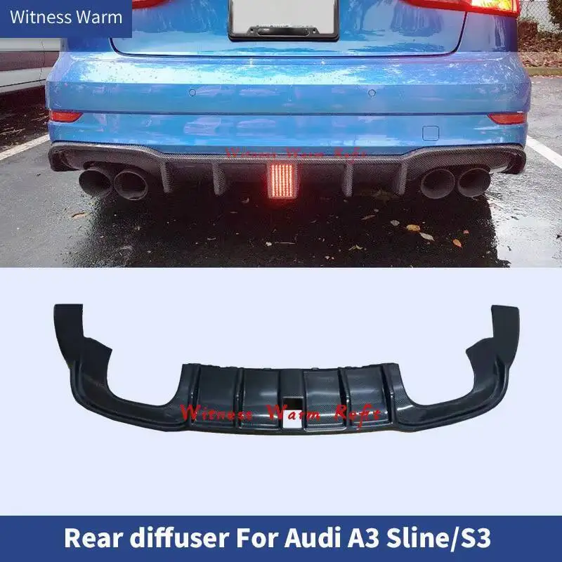 Diffuseur de pare-chocs arrière de voiture en fibre de carbone Frp, Spomicrophone avec lumière, Audi A3, Sedan Limousine Sline dehors, S3, 8V, 2017, 2018