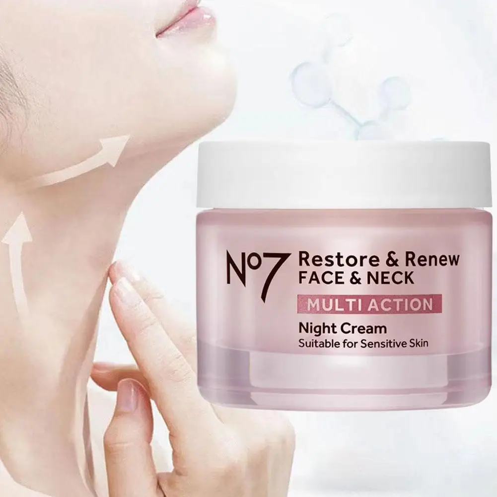 50g Restore & Renew Multi Action Face & Neck Night Cream Collagen Peptide Anti-Aging Face Cream Hydrating Hyaluronic Acid