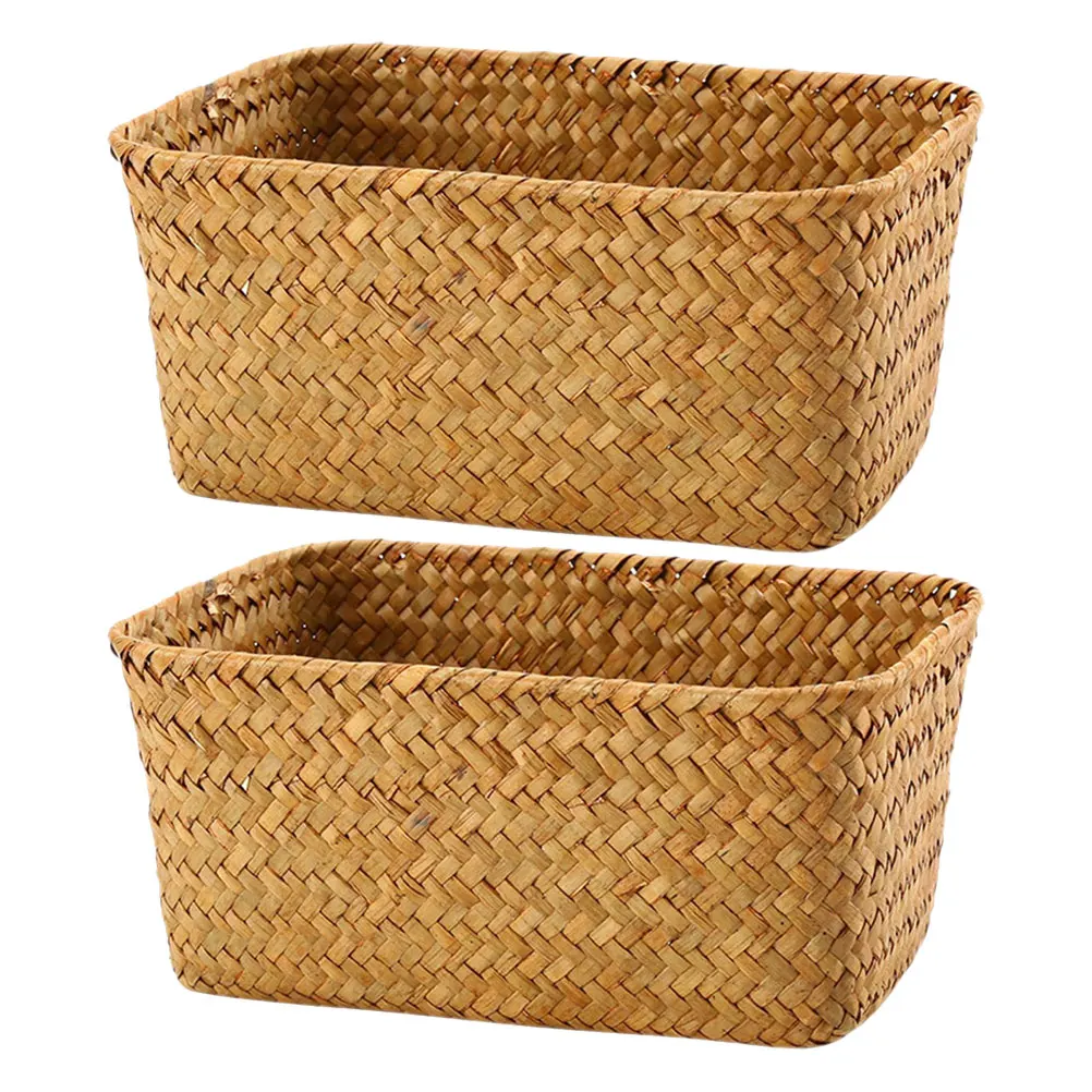 

2 Pcs Storage Basket Mail Organizer Kitchen Bathroom Counter Multi-purpose Baskets Weave