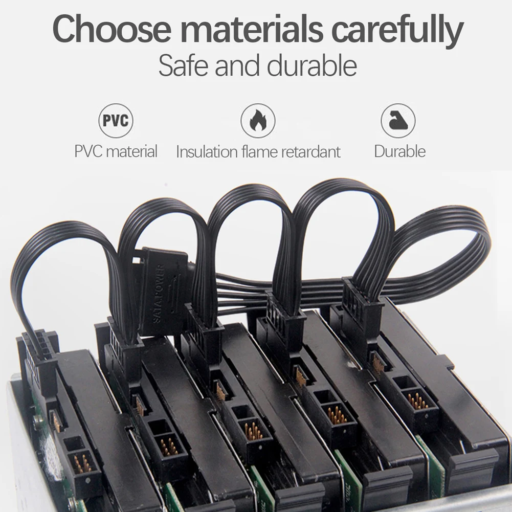 Adaptador de Cable de expansión SATA de 15 pines macho a hembra 1 a 1 2 3 4 5 Cable conector para interfaz de disco duro de ordenador Cable de alimentación