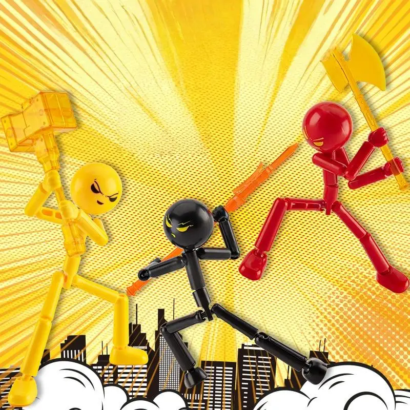 [JN] 1セット ノベルティアクションフィギュア スティックマン 組み立て式ロボット 可動式3Dプリントマネキン 多関節スティックマンおもちゃ