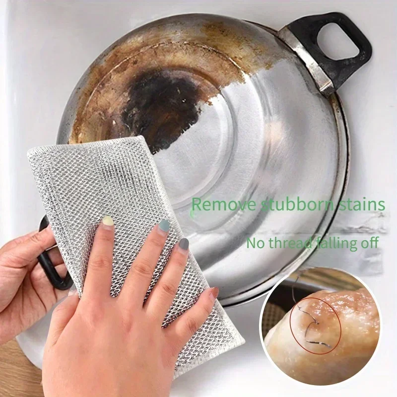 5/10/15/20pcs Cleaning Cloth Mesh Cloth Non Greasy Quick Drying Multi-purpose Brush Bowl Stove Descaling Replacing Steel Wi