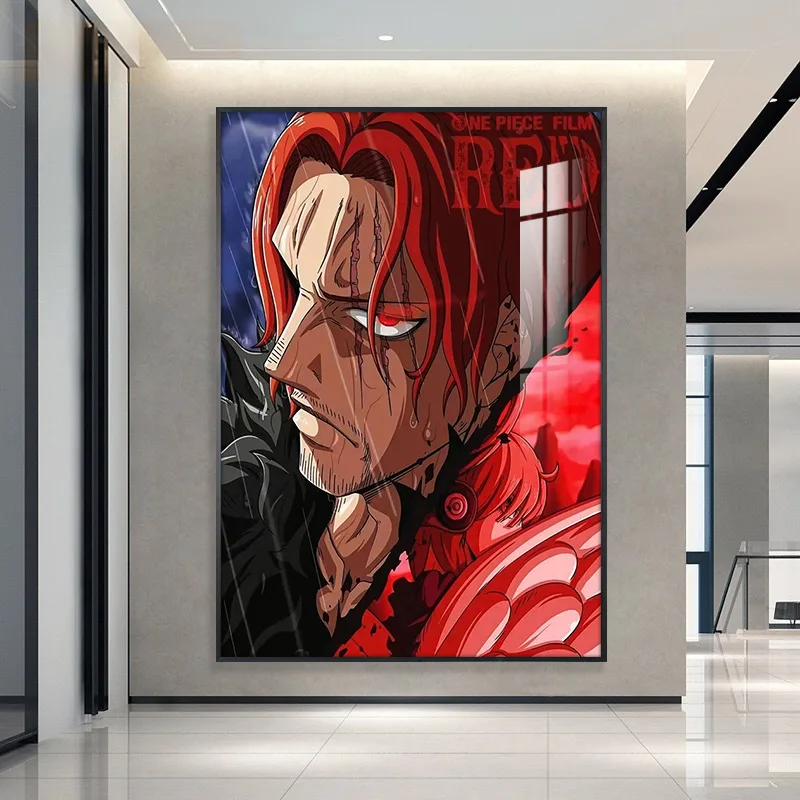 One Piece Anime Art Shanks Luffy Poster Canvas Painting, Cartoon Hanging Picture for Entryway Bedroom Dorm Headboard Home Dec