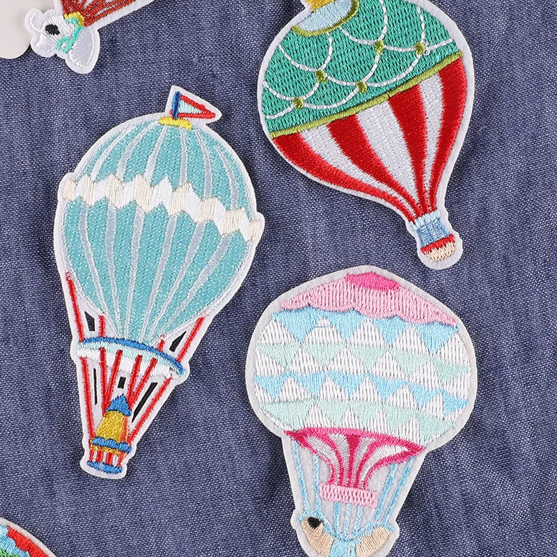 Cartoon Colorful Hot Air Balloon Embroidery Iron On Patches For Children\'s Clothing Accessories Cute Back Glue Patchs For DIY