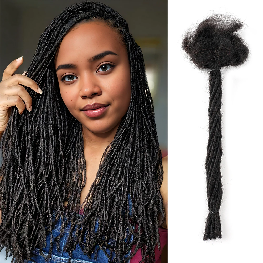 Dreadlocks Cheveux humains vierges brésiliens, 10 mèches, tresse au crochet, extensions de cheveux, 0.2cm, tresse crépue Microlocks