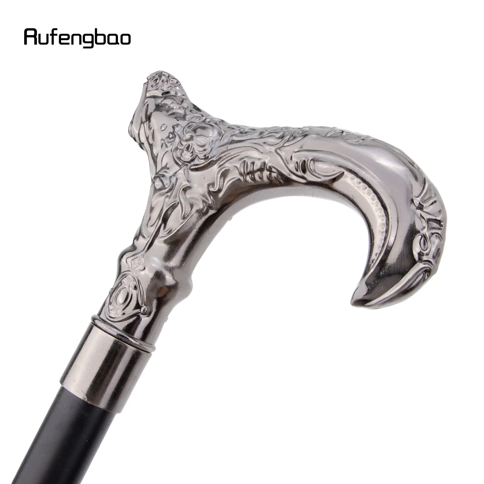 Bastone da passeggio con testa di fiore con teschio in argento Bastone da passeggio decorativo alla moda Gentiluomo Elegante pomello per canna cosplay Crosier 93 cm