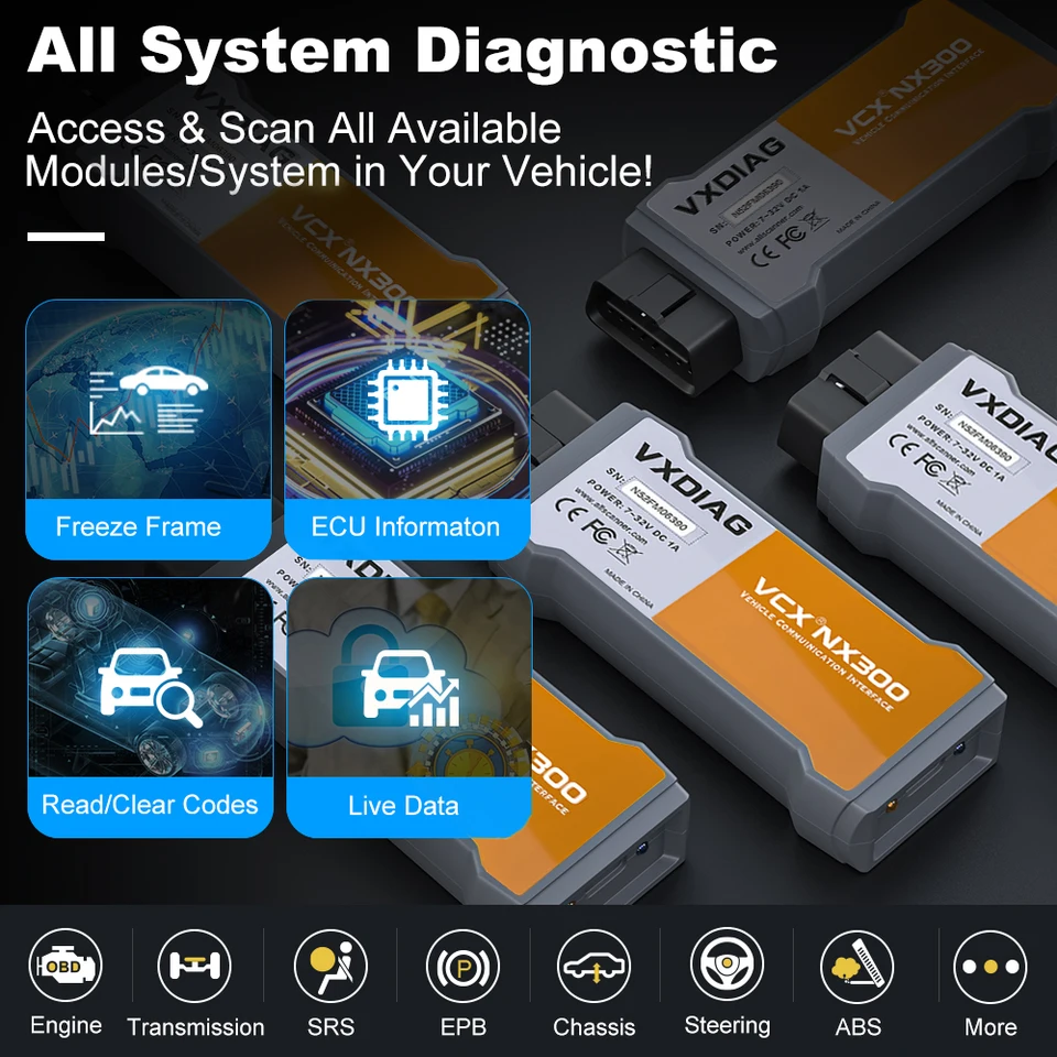 VXDIAG VCX NANO 2014D DICE NX300 j2534 ECU Programming Coding