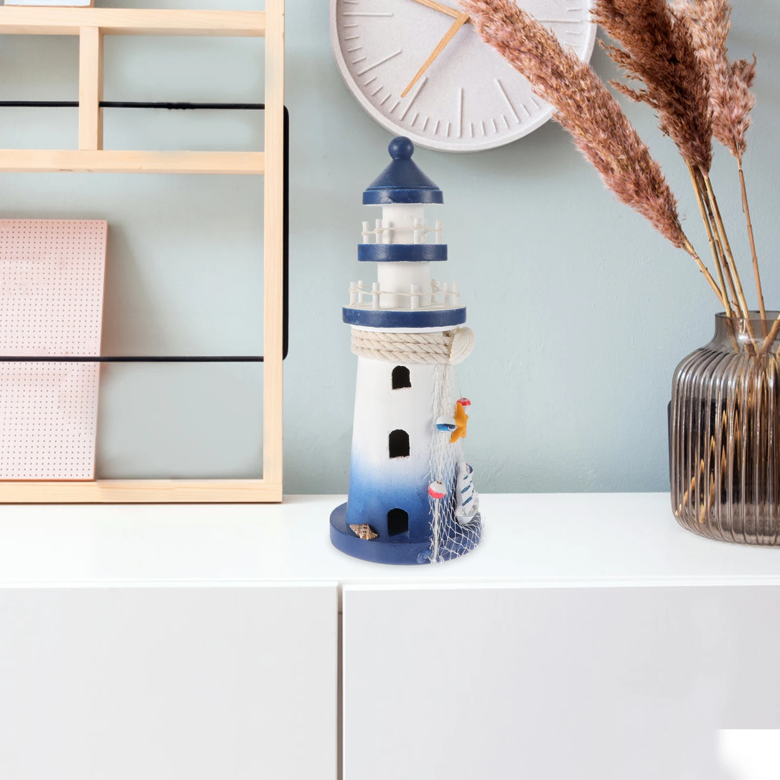 

Retro Lighthouse Ornaments Nautical Home Decor Wooden Figurines Mediterranean Style Adornment Mini Model Gift Ideas