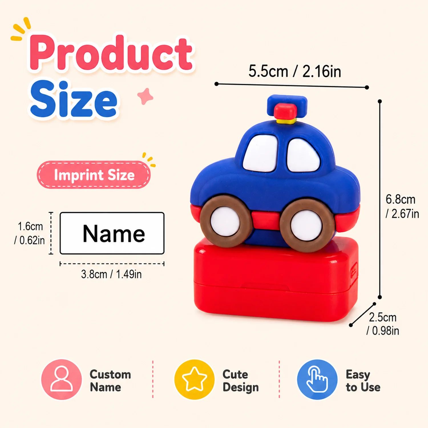 Personalized Name Stamp, Customize Cartoon Signature Stamp for School Uniform & DIY, Clothing Label Stamp