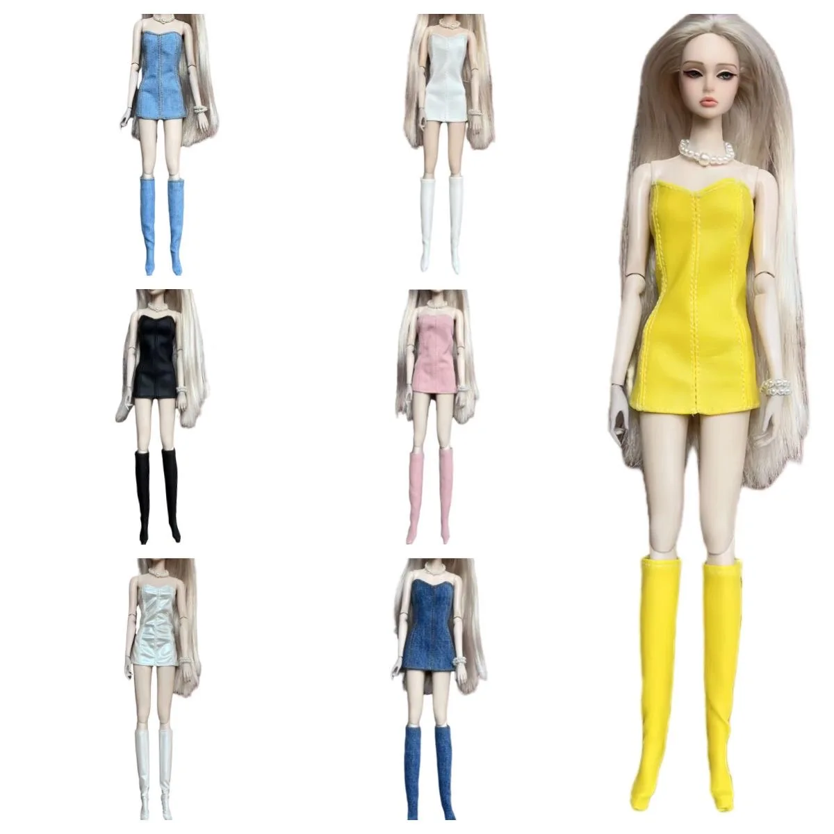 1/6 Fashion Star Supermodel Doll Skirt Set For 30cm Mengfan PP FR Xinyi Dress Up Spice Girl Skirt + Shoe Cover Clothes Suite