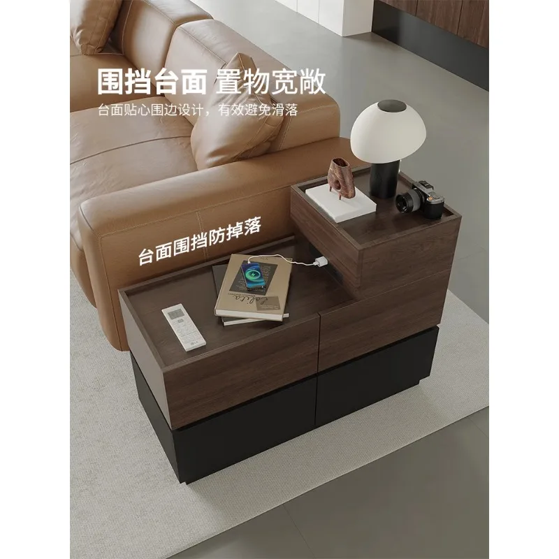 Italian solid wood sofa side side cabinets, living room home multi-function with sockets corner side cabinets, coffee table new