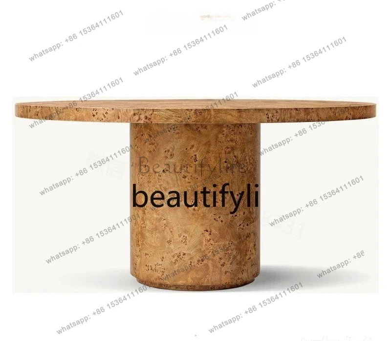 

American-style Solid Wood Round Dining Table Modern Natural Wood Nordic Solid Wood Dining Table