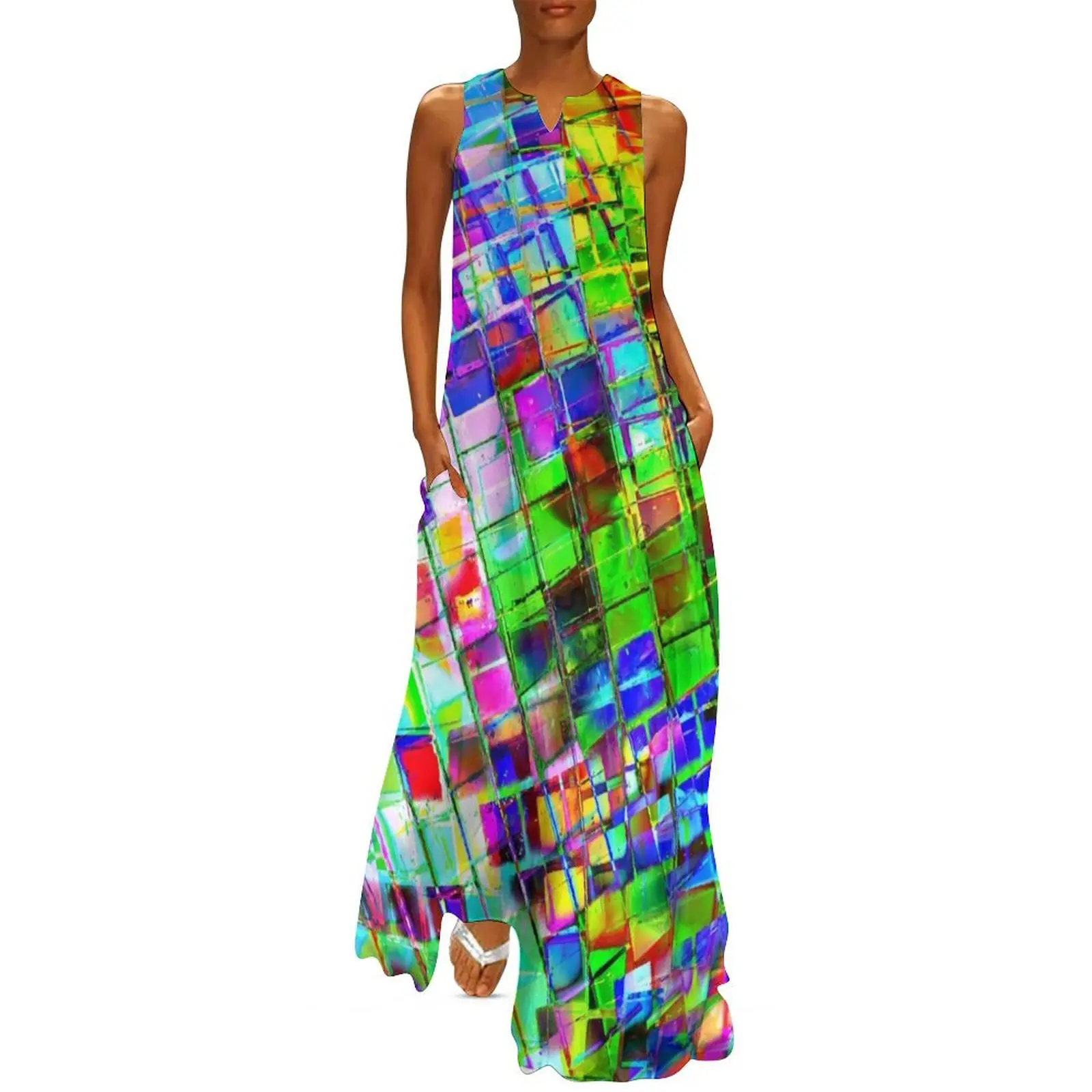 

Psychedelic Planet Disco Ball Long Dress Elegant gown dress korean style summer dress Women's skirt