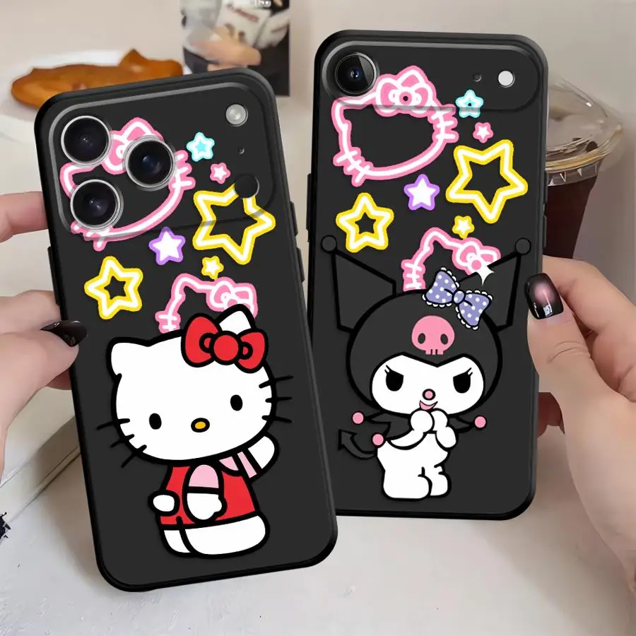 Case for iPhone 13 12 11 17 Pro Max 17Air 15 16 14 Plus XS XR 7 8 Black Soft Phone Cover Sanrio Star Kuromi