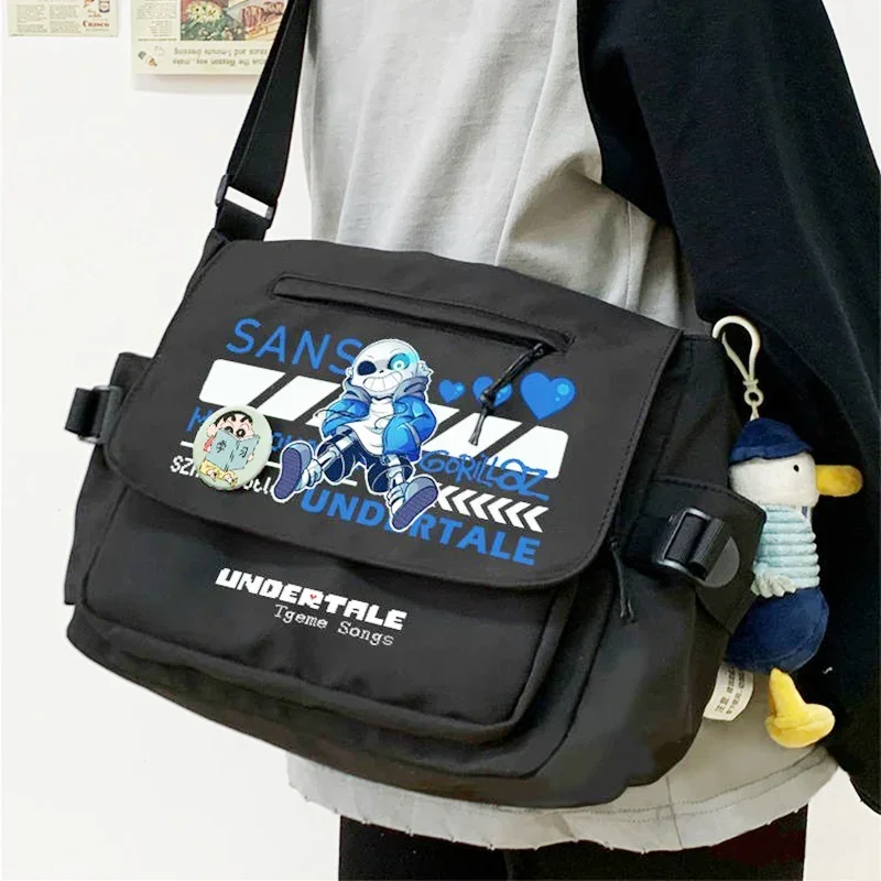 Undertale Sans-Sacs à bandoulière Anime Messenger pour écoliers, AllBlack, AllWhite BlackWhite, étudiants et adolescents, garçons et filles