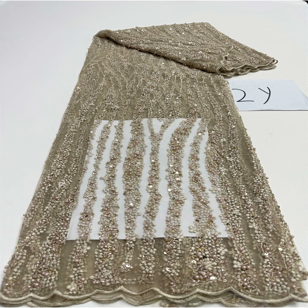 Африканское нигерийское кружево с вышивкой бисером, элитная роскошная французская сетчатая кружевная ткань с блестками для свадебного платья, женское 2 ярда