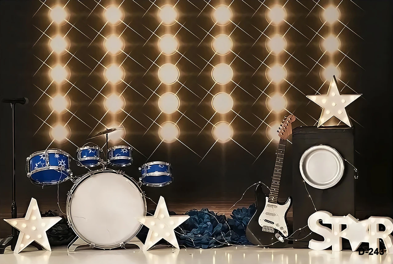 Chitarra Rock Music Stage Theme fondali bambini Baby Birthday Cake Smash Photocall Decors bambino adulto Photo puntelli sfondi