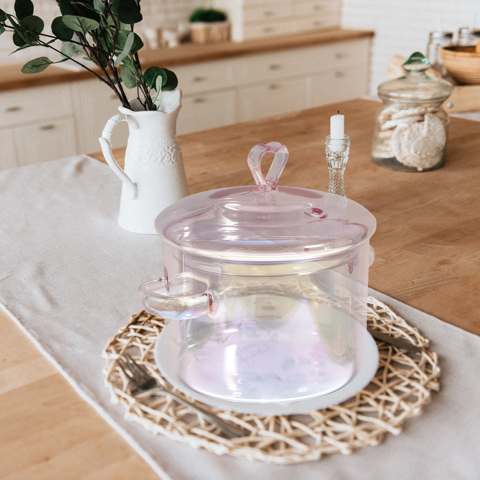 

1Set Clear Glass Pot 1500Ml Large Cooking Pot for Stove Soup Braised Dishes Simmering Saucepan Kitchen Cooking