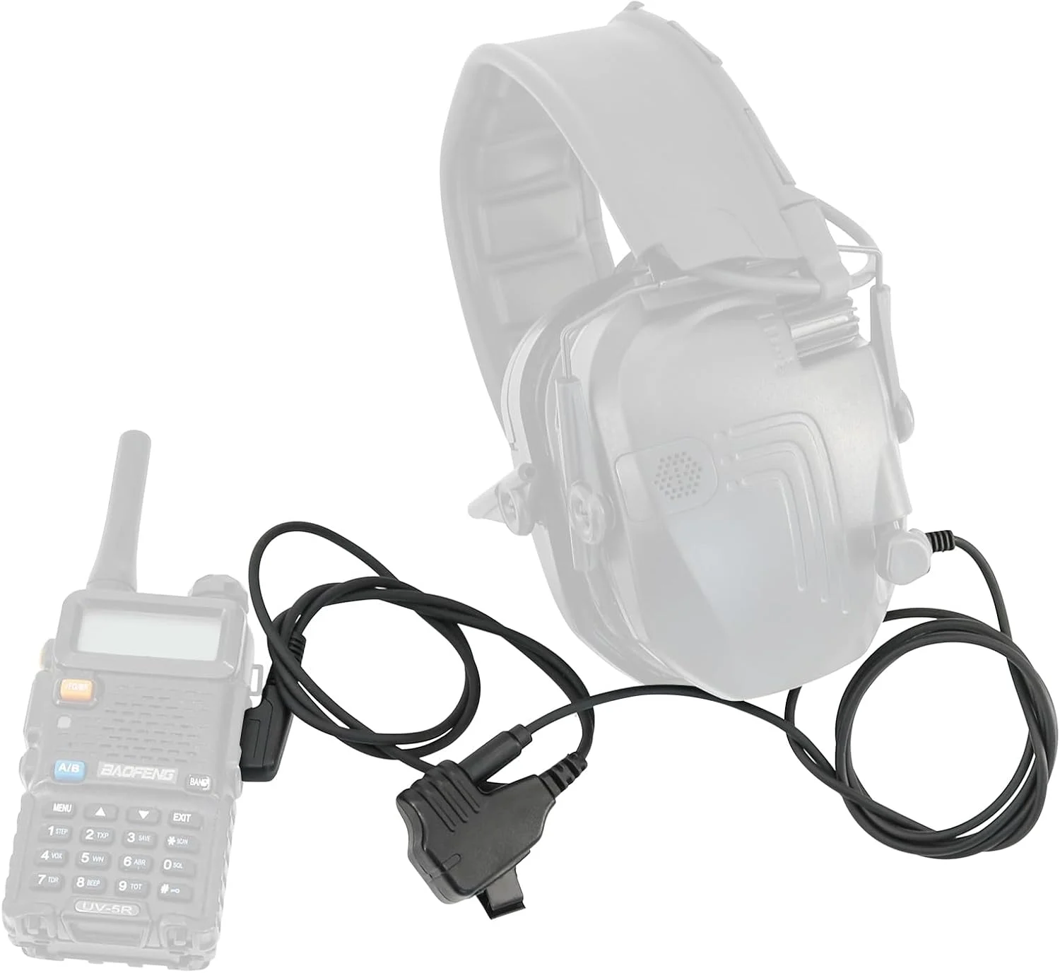 U94 PTT K Plug 2 Pin Cable Adapter Compatible with Baofeng for Tactical Headset 3.5mm Jacks Ear Protection