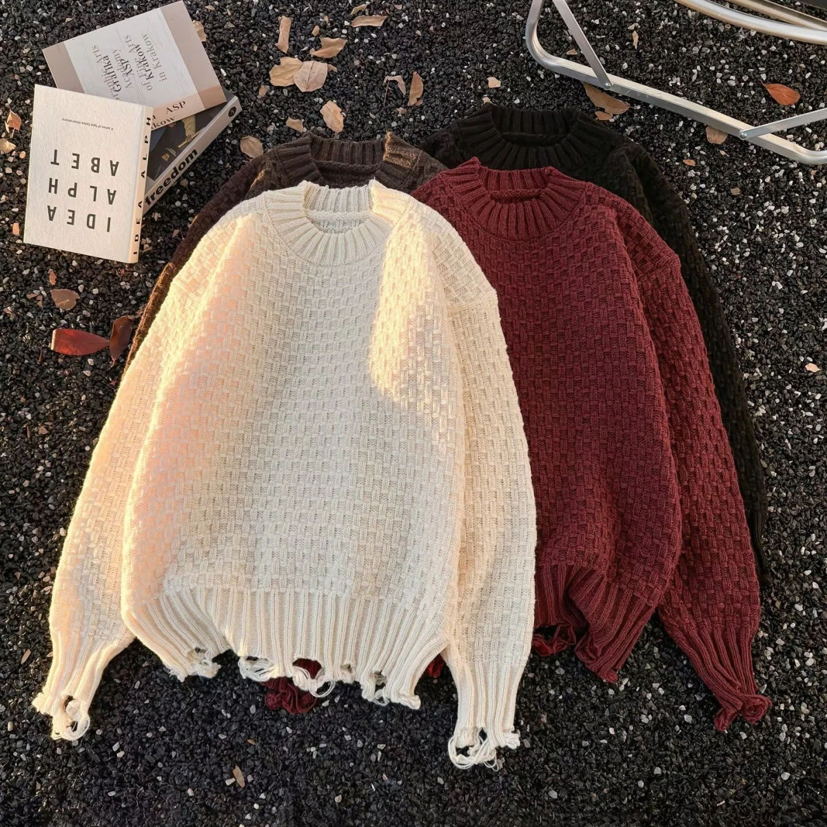 Suéter de Punto con Cuello Redondo E para Hombre, Csa de Capa Base Moderna, Otoño Invierno, Ajuste Deado, Informa...