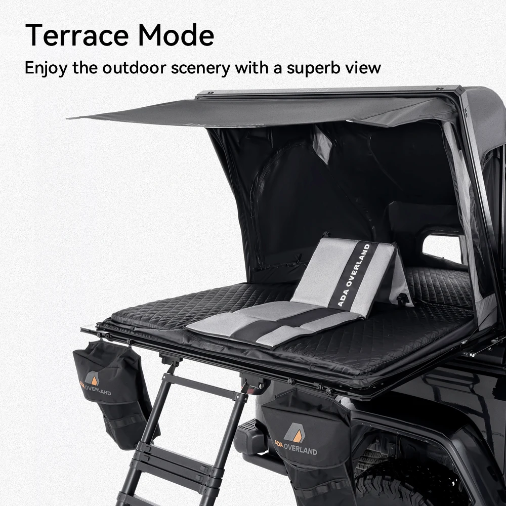 ADA OVERLAND Durable Hardtop Rooftop Tent Summer Lightweight UV Protection Triangle Pop-up Style for SUV Self-driving Outdoor 3