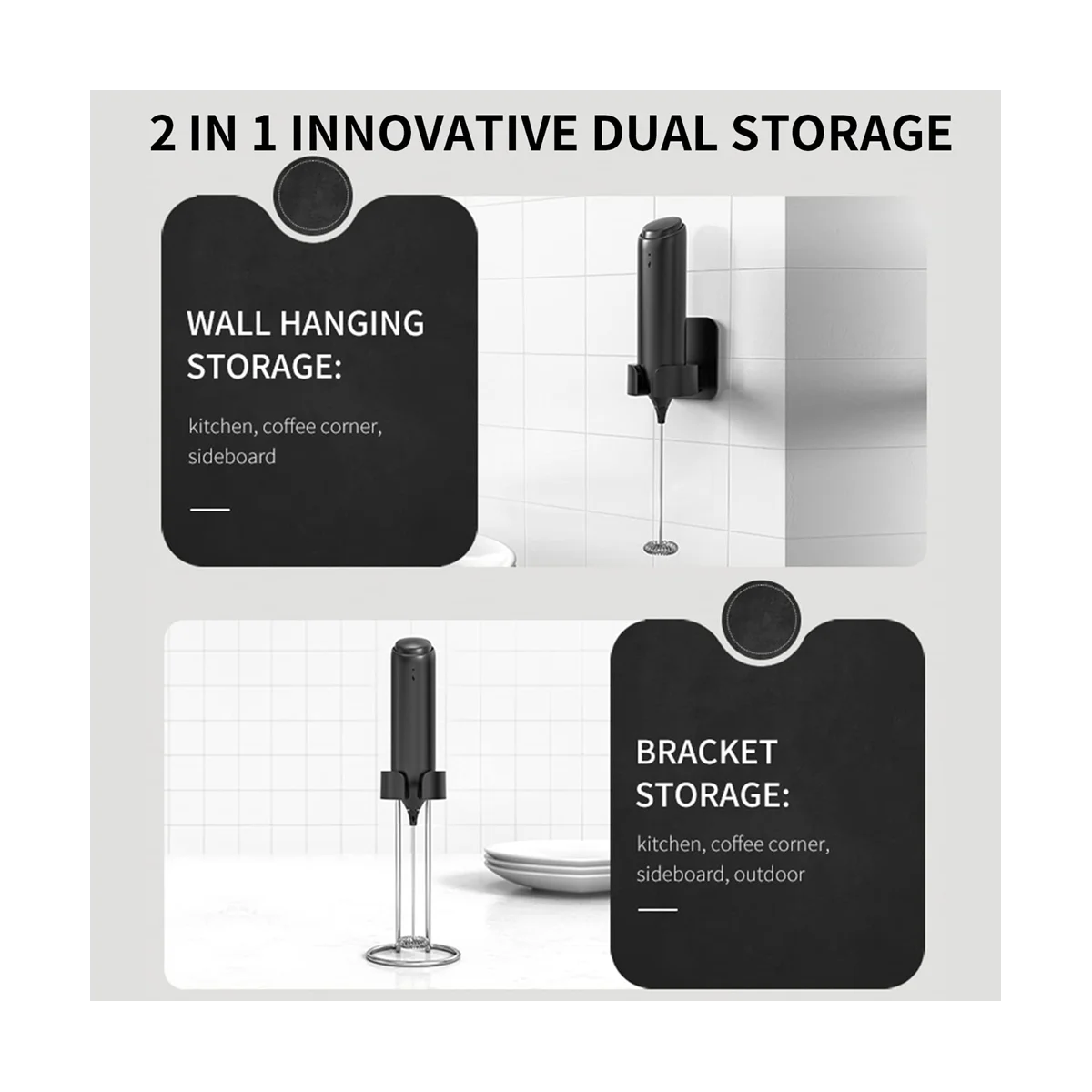 Rechargeable Milk Frother Handheld with Stand, Electric Coffee Frother, Electric Whisk, Portable Drink Mixer