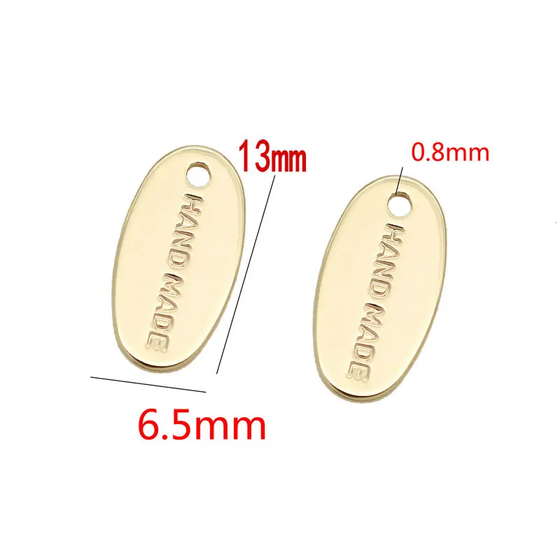 20PCS 6.5x13MM 14K Gold Color Brass Rectangle Handmade Charms Pendants High Quality Diy Jewelry Findings Accessories