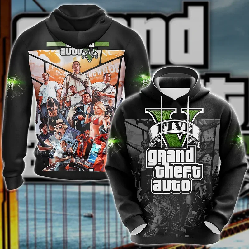 2024 Grand Theft Auto GTA 5 Game 3D Print Women/Men Hoodie Streetwear Hip Hop Sweatshirts Pullover Kids Hooded Unisex Clothing