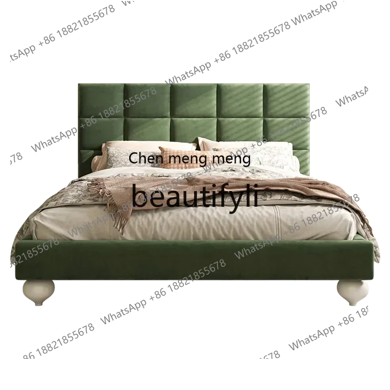 

NQ09Тканевая кровать Высококачественная мягкая кровать Спальня Светлая французская кремовая тканевая кровать 1,8 метра Современная легкая роскошная современная главная спальня520