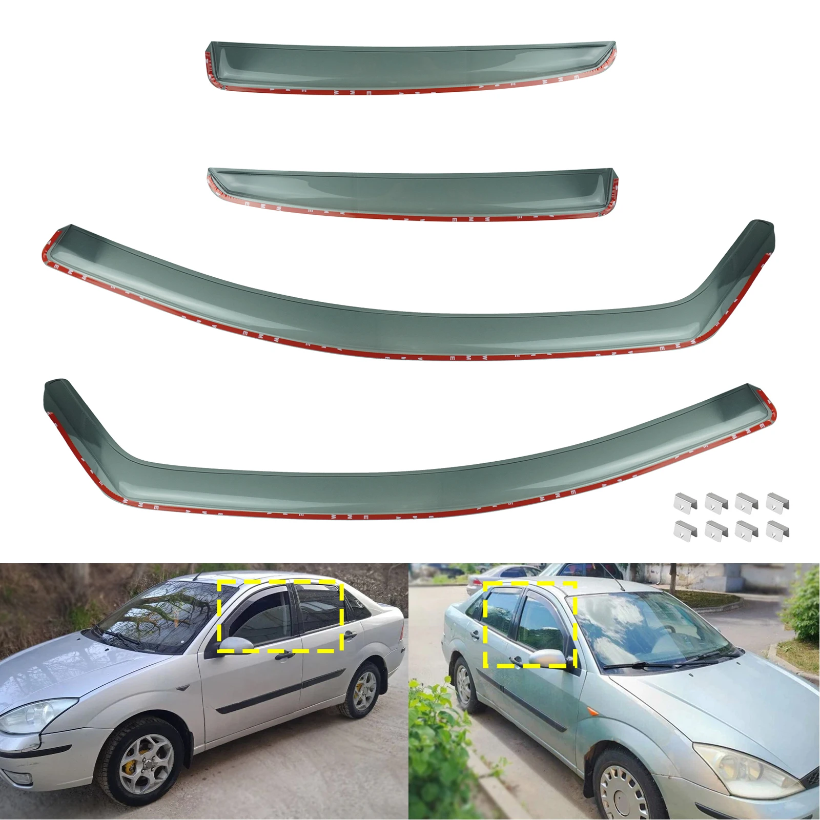 4 Stuks Tint Zijruit Wind Regen Zon Guard Deflectors Voor Ford Focus II MK2 Saloon Hatchback Liftback 4/5 Deur 2004-2011