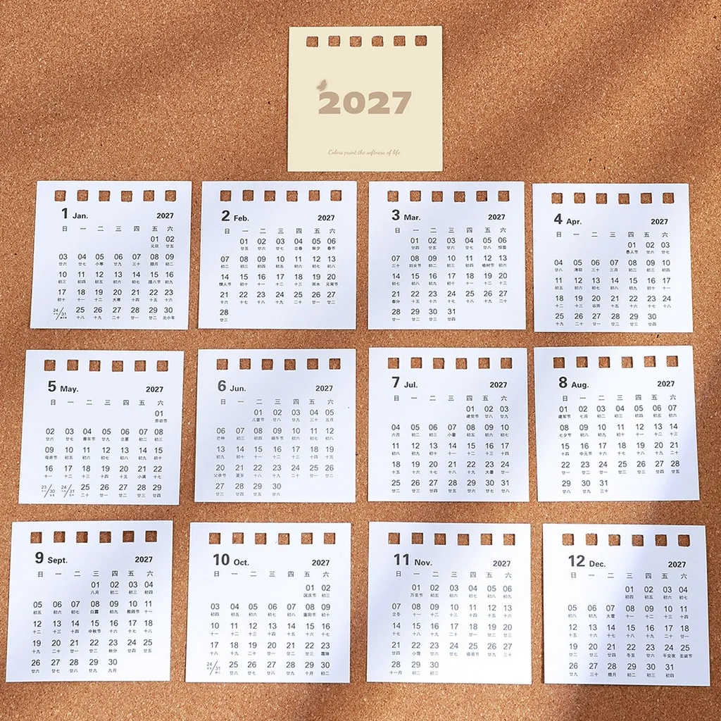 2027 Mini Paper Desk Calendar Portable Standing Daily Planner Desktop Decoration For Office School Stationery Supplies view 6