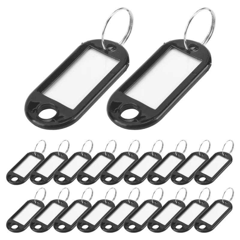 160 Pcs Key ID Label Tags Split Ring Keyring Keychain Black