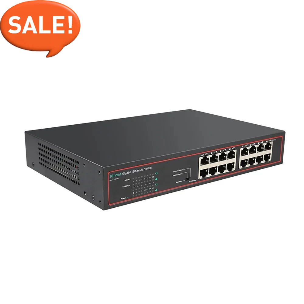 Poe Switch Ethernet 16 Ports Network 10/100mbps Ports Ieee 802.3 Af Wireless Ap Uplink Network Switch