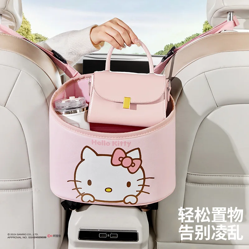 Sanrio Car Seat Back Storage Bag Storage Box Car Storage Box Cute Hanging Bag Cartoon Hello Kitty Car Decoration Accessories