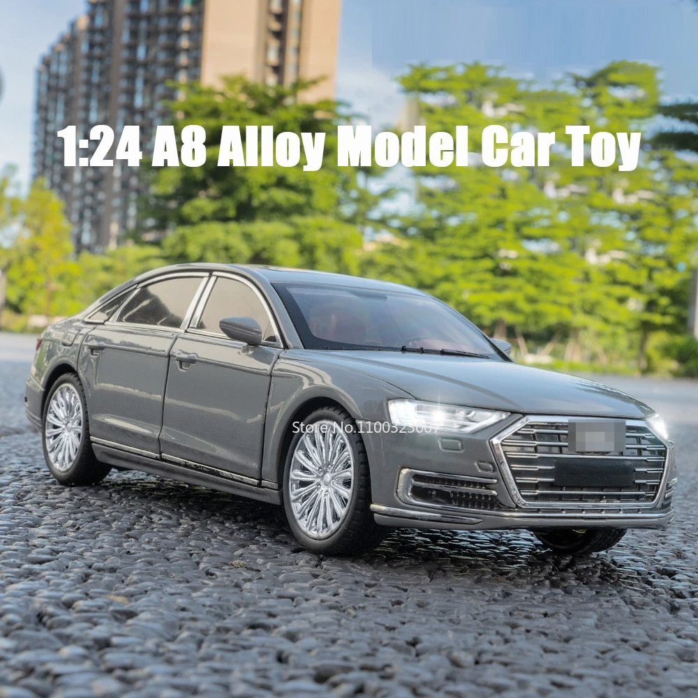 

1:24 A8 Model Car Toy Alloy Diecast with Sound Light Vehicle Toys 6 Doors Can Be Opened Model Car for Boys Gifts Collection