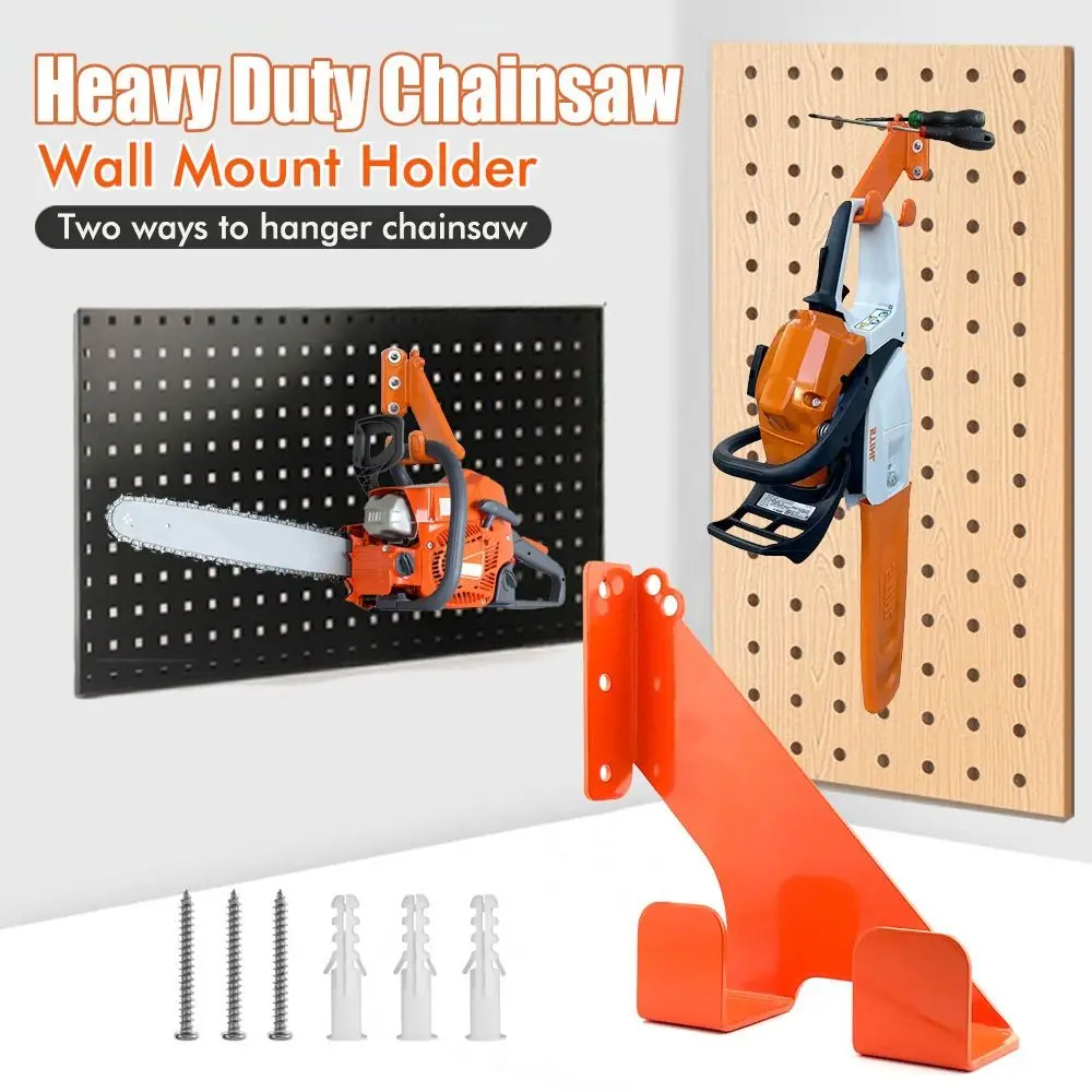 Premium Universal Chainsaw Holder Metal Space-Saving Heavy Duty Wall Mount Anti-Slip Hooks Rust-Proof Chainsaw Hanger Garage