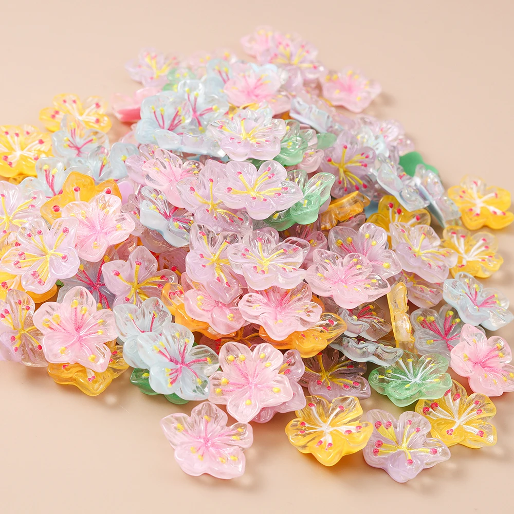 Leslie 15 Stück süße neue Harzblüten-Mini-Blume mit flacher Rückseite, Cabochon, Sammelalbum, Kawaii, DIY-Verzierungen, Zubehör – Detail 1