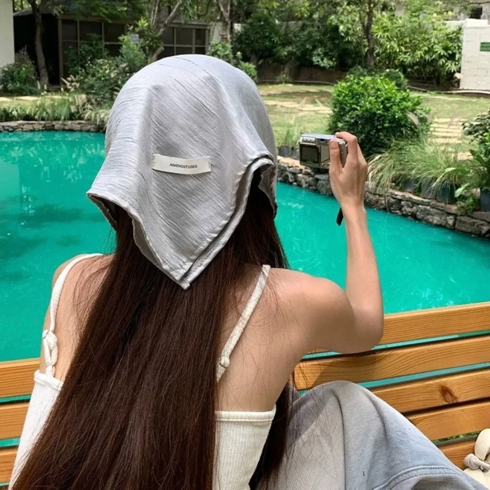 

Fashion Satin Headscarf Baseball Cap Hip Hop Y2K Sunscreen Beach Hat Silver Sun Cap Peaked Cap Men
