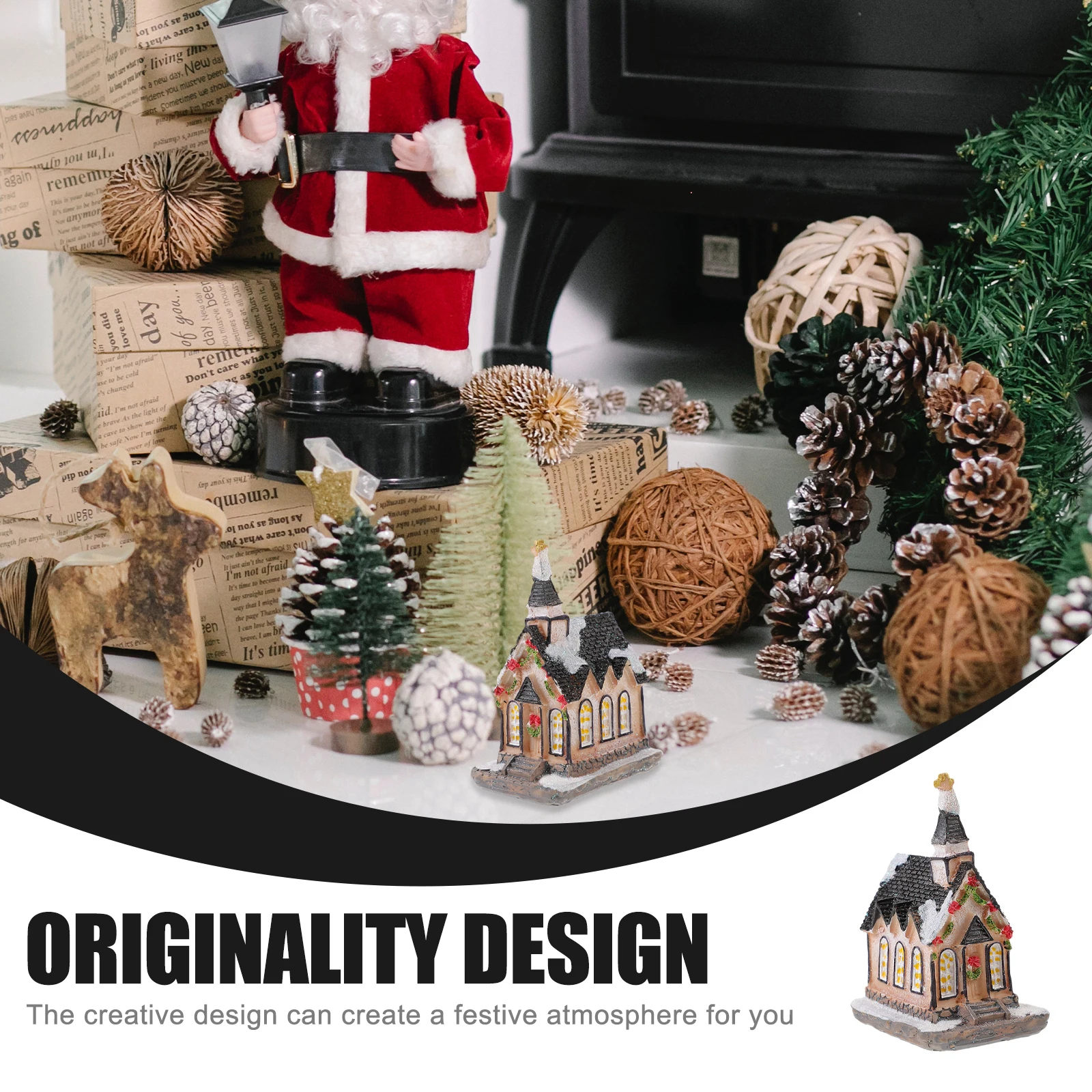 

4Pcs Resin House Christmas Ornaments Random Style Fine Workmanship Desktop Decoration Festive Atmosphere