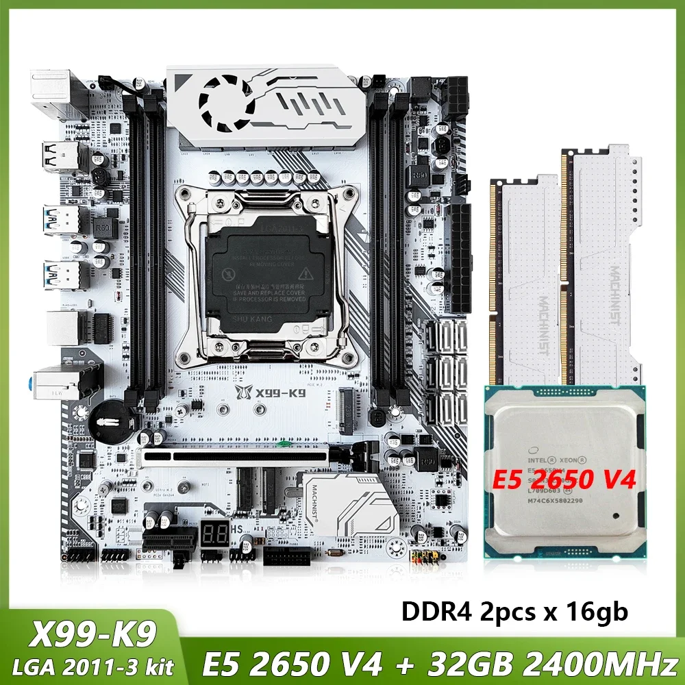 MACHINIST X99 K9 Motherboard Kit Set LGA 2011-3 With Xeon E5 2650 V4 CPU Processor 32GB(2*16G) DDR4 ECC Memory NVME M.2 USB3.0